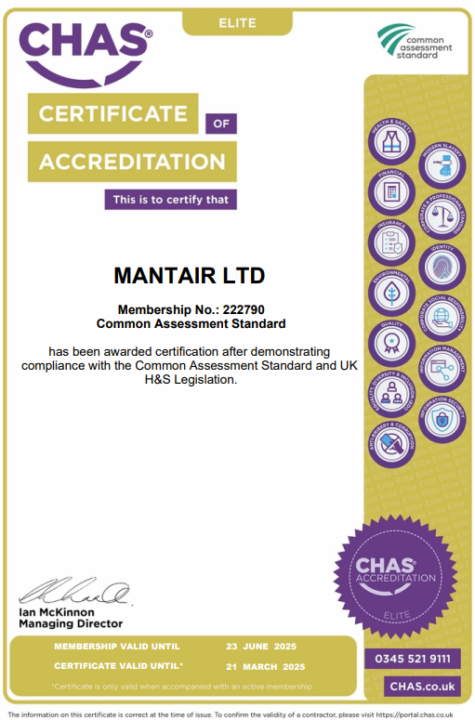 Mantair CHAS Elite Accreditation