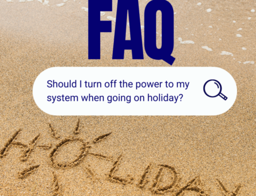 Should I turn off the power to my sewage treatment plant when going on holiday